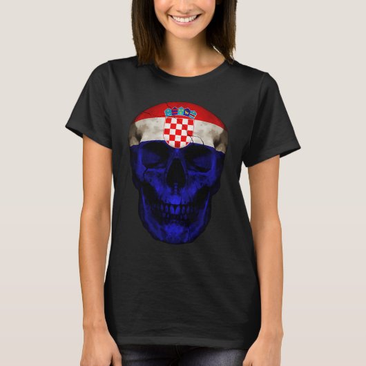 Croatia Flag Skull Croatian Roots Proud Patriotic T-Shirt (Vorderseite)