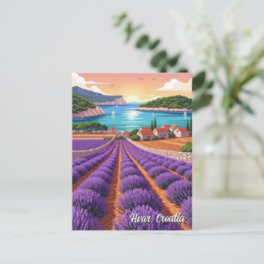 Croatia Hvar Lavendar Fields Postkarte (Stehend Vorderseite)