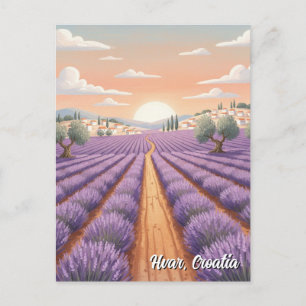 Croatia Hvar Lavendel Fields Postkarte