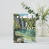 Croatia Illustration Travel Art Vintage Postkarte (Stehend Vorderseite)