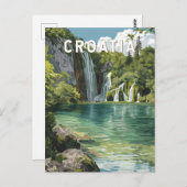 Croatia Illustration Travel Art Vintage Postkarte (Vorne/Hinten)