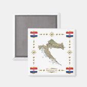 Croatia Map + Flags Magnet (Vorderseite/Rückseite)