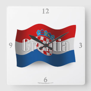 Croatia Waving Flag Quadratische Wanduhr