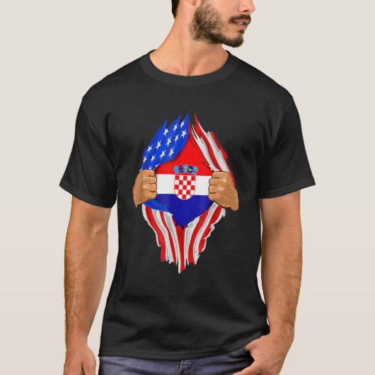 Croatian Blood Inside Me T-Shirt  Croatia Flag Gif (Vorderseite)
