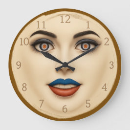 Croatian Flag Face – Eyes & Lips Pop Art Portrait Große Wanduhr