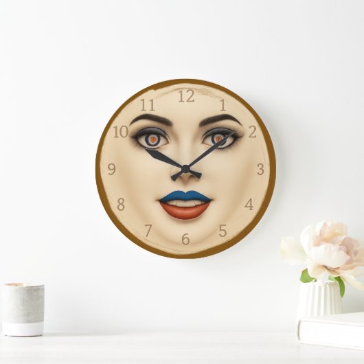 Croatian Flag Face – Eyes & Lips Pop Art Portrait Große Wanduhr (Zuhause)