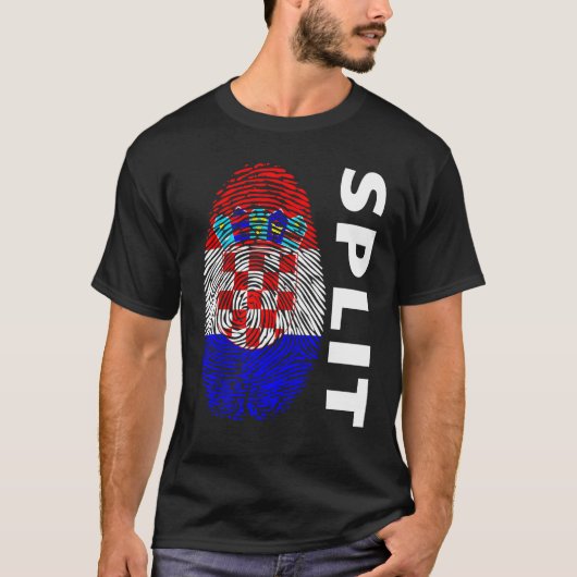 Croatian flag fingerprint motif split T-Shirt (Vorderseite)