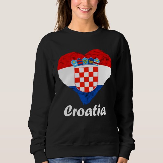 Croatian Flag Heart Croatian Roots Croatian Pride Sweatshirt (Vorderseite)