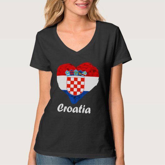 Croatian Flag Heart Croatian Roots Croatian Pride  T-Shirt (Vorderseite)