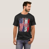 CROATIAN ROOTS Half American Flag CROATIA T-Shirt (Vorne ganz)