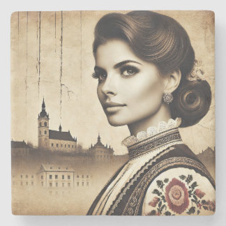 Croatian Roots with Colorful Motif women Steinuntersetzer