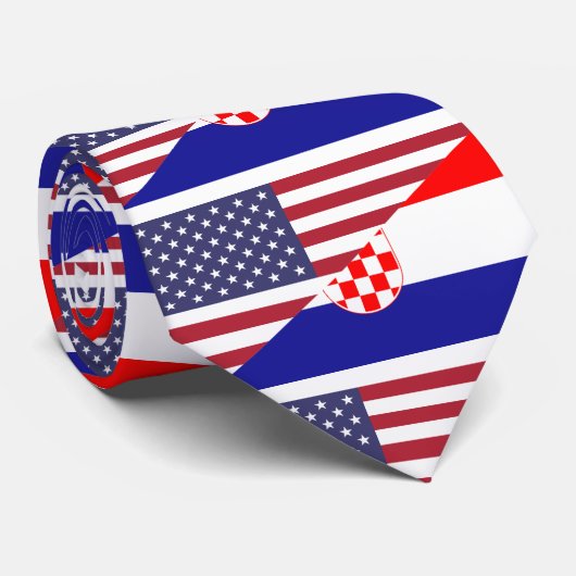 Croation American Pride US Croation Flag Neck Tie Krawatte (Gerollt)