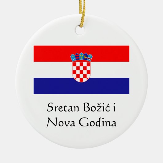 Croation Frohe Weihnachten und glückliche Neujahrs Keramik Ornament (Vorne)