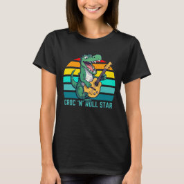 Croc and Roll Star Funny Crocodile Music T-Shirt