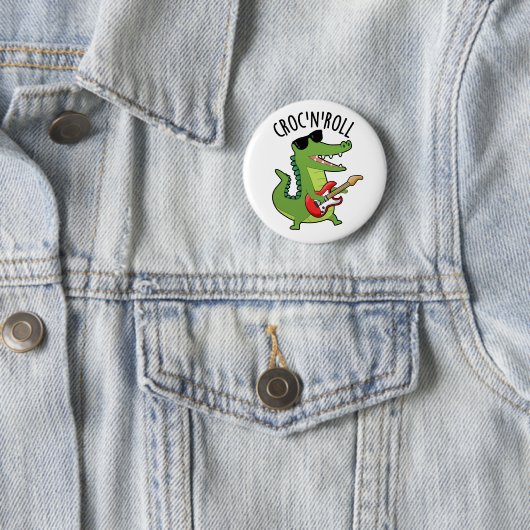 Croc N Roll Funny Crocodile Pub Button (Beispiel)