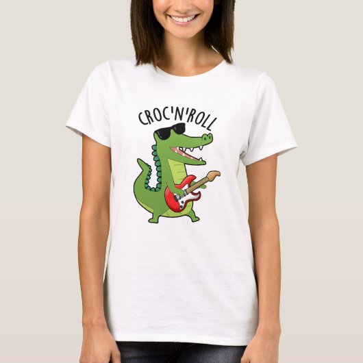 Croc N Roll Funny Crocodile Pub T-Shirt (Vorderseite)