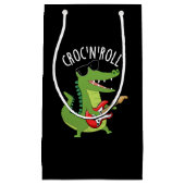 Croc N Roll Funny Crocodile Pun Dark BG Kleine Geschenktüte (Vorderseite)