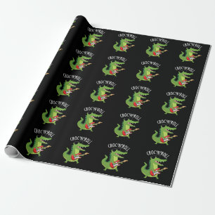 Croc N Roll Funny Crocodile Puns Dark BG Geschenkpapier