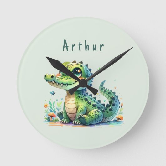Croc O'Clock: Personalized Jungle Time Runde Wanduhr (Vorderseite)