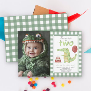 Croc Party   Niedliches Crocodile Two Croc Geburts Einladung