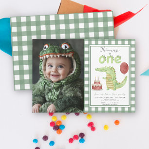 Croc Party Niedliches Krokodil zum ersten Geburt Einladung