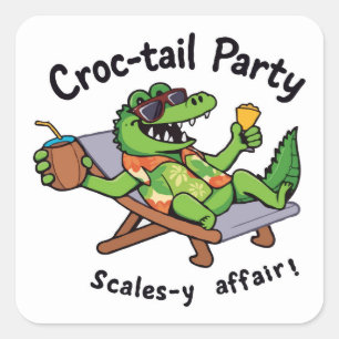 Croccy! - Cooles Croc-Schwanz-Party Quadratischer Aufkleber