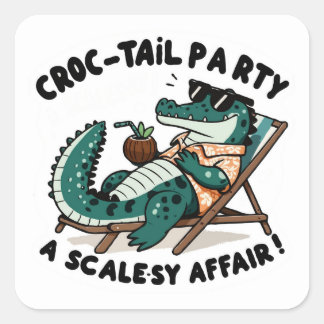 Croccy! - Cooles Croc-Schwanz-Party Quadratischer Aufkleber