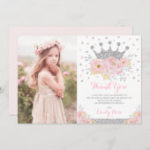 Crocess Blush Pink Silver Birthday Foto Dankeskarte (Vorne/Hinten)