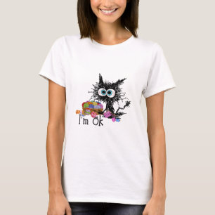 Crochet and knitet Im Ok Funny Cat Crochet Strick T-Shirt