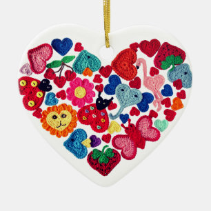 Crochet Appliques Herzdekoration Keramik Ornament