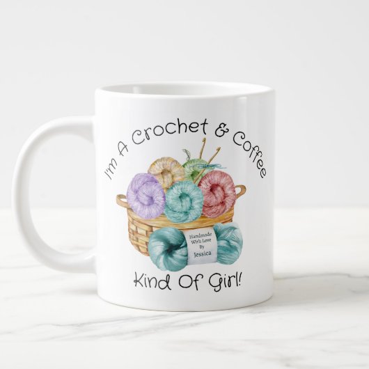 Crochet Art von Personalisierten Riesenkaffee-Tass Jumbo-Tasse (Links)