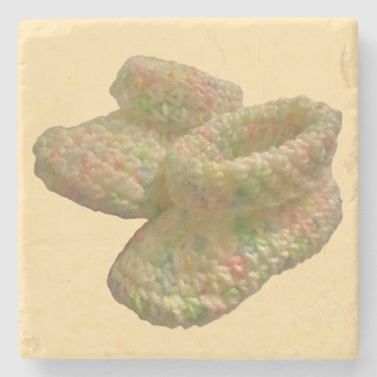 Crochet Baby Shoes Design Steinuntersetzer (Vorderseite)