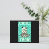 Crochet Because Murder Is Wrong Cat Lover Meow Pet Postkarte (Stehend Vorderseite)
