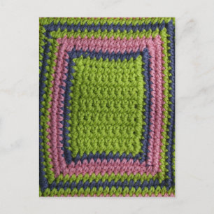 Crochet Blue, Green, Pink Postkarte