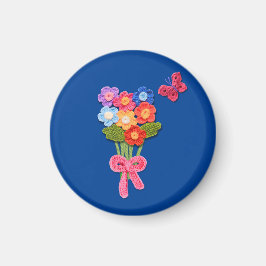 Crochet Blume Bouquet Print Schlüsselanhänger Magnet