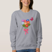 Crochet Blume Bouquet Print Schlüsselanhänger Sweatshirt (Vorderseite)