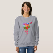 Crochet Blume Bouquet Print Schlüsselanhänger Sweatshirt (Vorne ganz)