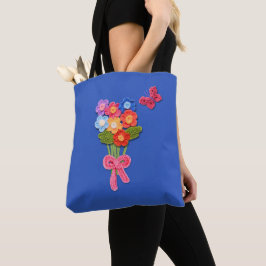 Crochet-Blume Schmetterling und Bow Print Tasche