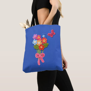 Crochet-Blume Schmetterling und Bow Print Tasche