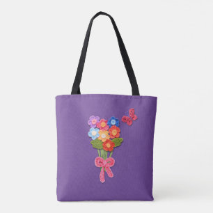 Crochet Blume Schmetterling und Bow Tasche