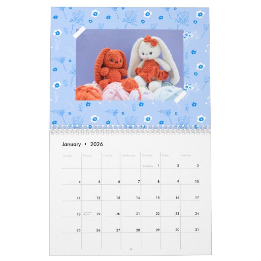 Crochet Bunny Calendar 2026 - Handmade Family Art Kalender (Jan 2026)