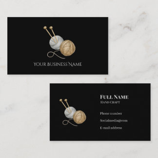 Crochet Business Card with Yarn Balls & Needles Visitenkarte