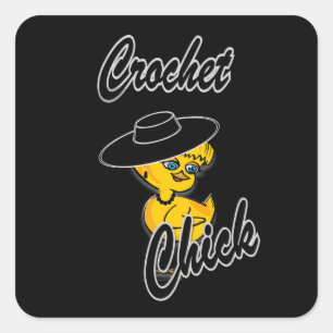 Crochet Chick #4 Quadratischer Aufkleber