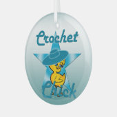 Crochet Chick #7 Ornament Aus Glas (Vorderseite links)