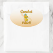 Crochet Chick Ovaler Aufkleber (Tasche)