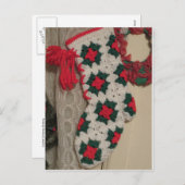 Crochet Christmas Strumpf Feiertagspostkarte (Vorne/Hinten)