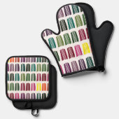 Crochet Colorful Knittergarn Muster Crochet Ofenhandschuh & Topflappen-Set (Vorderseite/Rückseite)