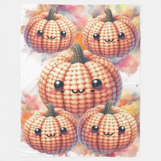 Crochet Cute Pumpkin Fleecedecke (Vorderseite)