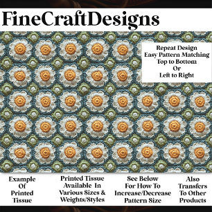 Crochet Daisy Granny Squares Muster BN8 Decoupage Seidenpapier