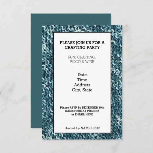 Crochet Design Crafting Party Einladung Card (Vorne/Hinten)